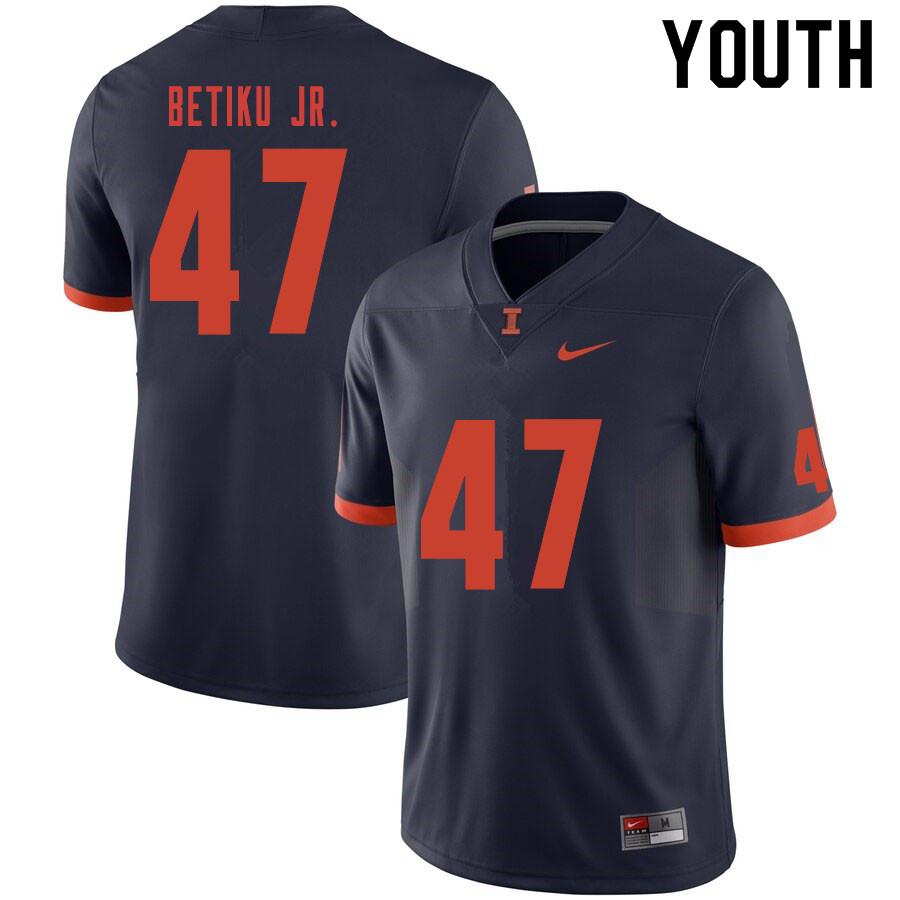 Youth #47 Oluwole Betiku Jr. Illinois Fighting Illini College Football Jerseys Sale-Navy